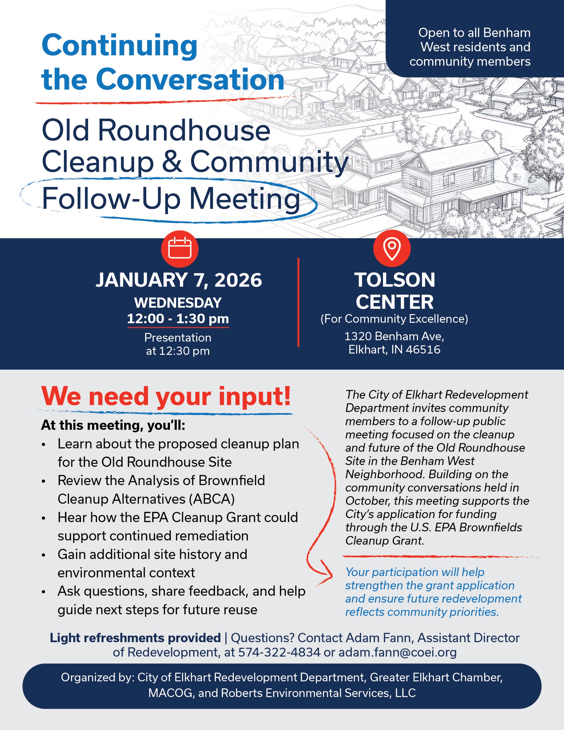 Old Roundhouse Site Cleanup Follow-Up Meeting Flyer