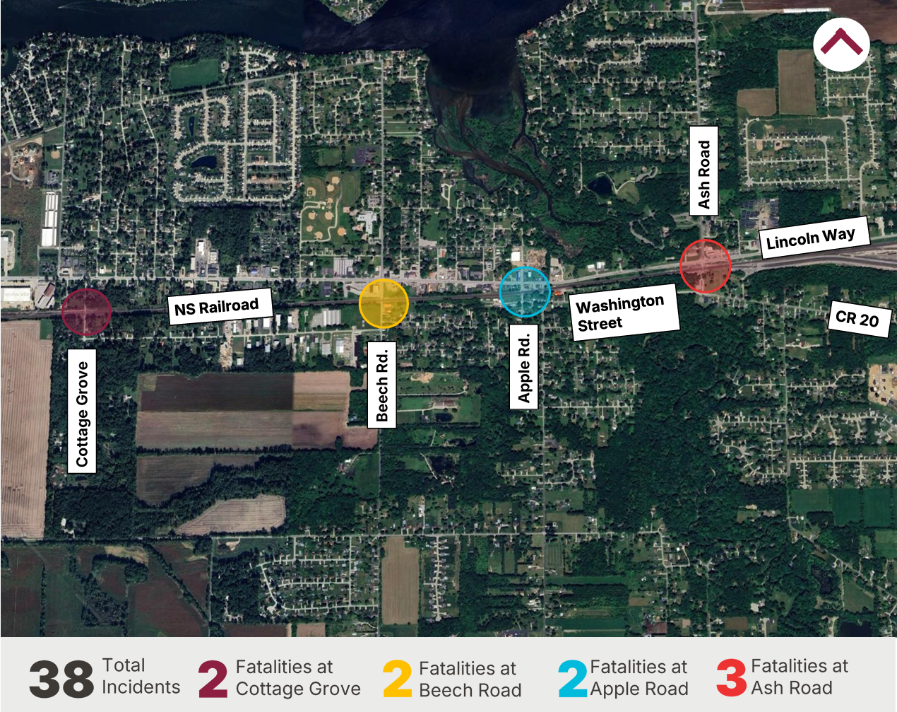 Project Map Area including Ash Rd, Apple Rd, Beech Rd, and Cottage Grove Avenue